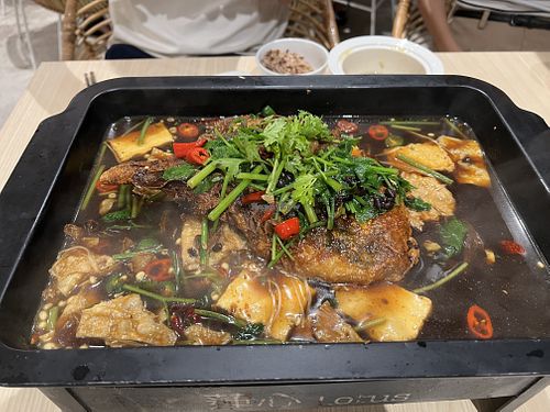 Fish with fermented black beans   at Lotus Vegetarian 莲心 - Novena in Central Singapore