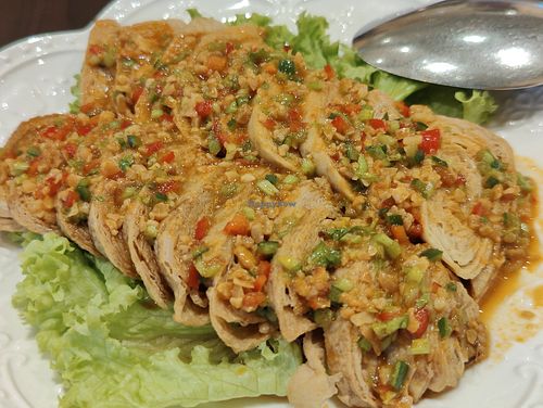 sliced chicken in chili oil at Lotus Vegetarian 莲心 - Novena in Central Singapore