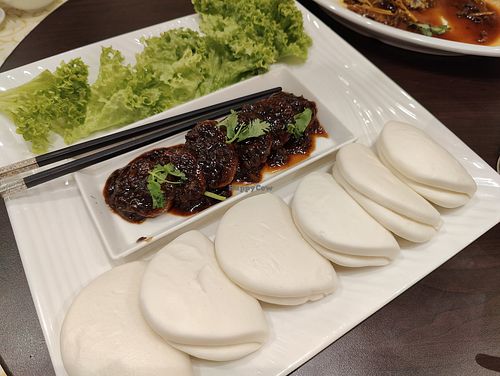 shredded lettuce and oyster mushroom cold mix at Lotus Vegetarian 莲心 - Novena in Central Singapore