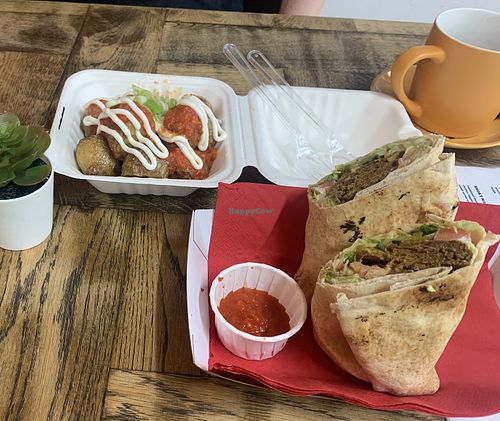 Shawarma and Patatas Bravas  at Vivi's Deli in Glasgow