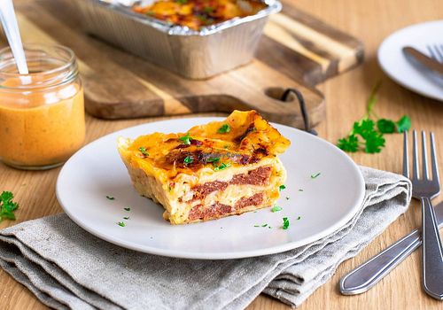 Vegan lasagna at Vegebar in Belgrade