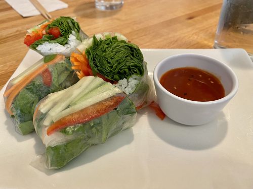 Fresh vegan spring rolls  at Namikaze in Fresno