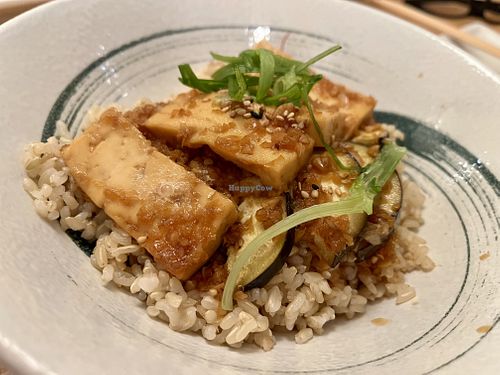 Eggplant and tofu bowl  at Namikaze in Fresno