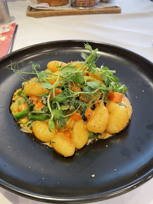 Gnocchi with sweet potato and veg in thai red curry coconut sauce  at Oolaa - Stanley St in Hong Kong Island