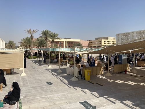 Expanded seating space for covid regulations  at Torba Farmers Market  in Al-rayyan