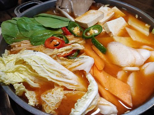 Vegetarian Army Stew, Jjigae at Gum Gang Won 금강원 - Temple Street at Chinatown in Central Singapore
