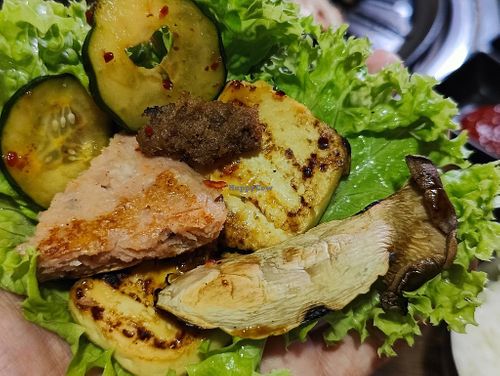 BBQ mushroom, luncheon meat and tofu  at Gum Gang Won 금강원 - Temple Street at Chinatown in Central Singapore