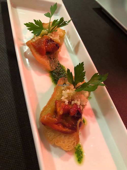 Paprika and couscous appetizers  at Bistro Kings in Lloret De Mar