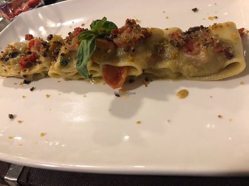 Pasta with aubergine and cherry to at Bistro Kings in Lloret De Mar