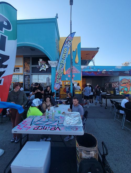 Eating area at Love Amaro Pizzeria in Venice