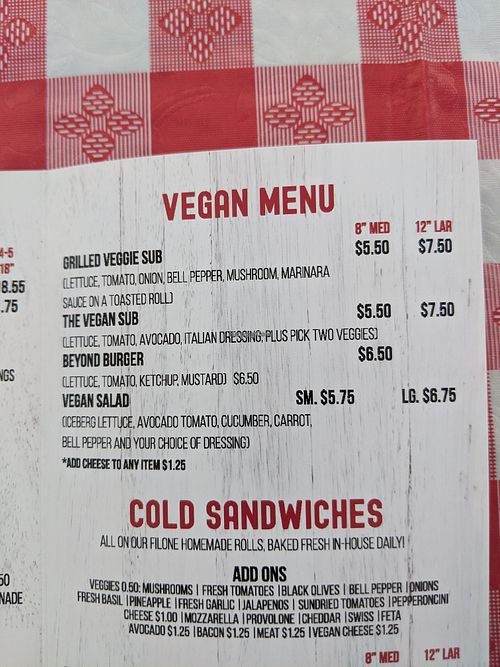 Vegan Menu at LC Imports in Ventura