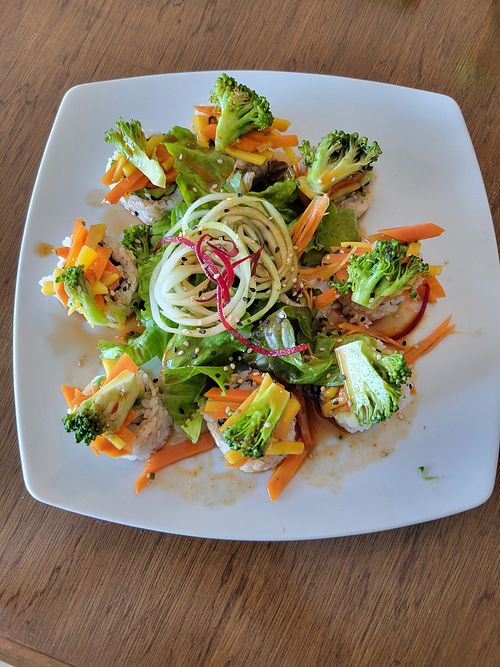 Vegetable roll from top at Koi Sushi in San Jose Del Cabo