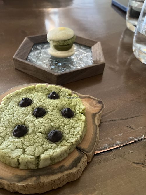 Matcha cookie and macaroon #Veganuary at The Little Poet in Hobart