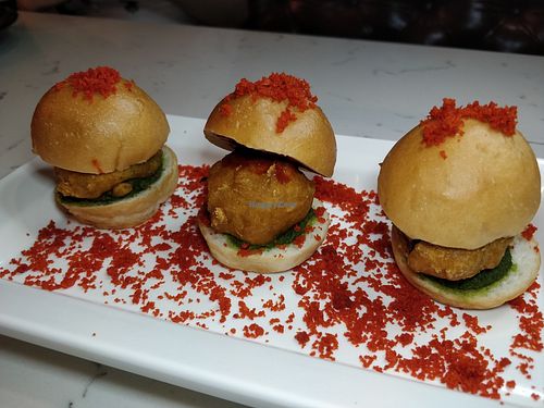 Vada Pao Sliders
(3 Spiced Potato Patty in Mumbai Buns) *Vegan* at Masalaa Bar in East Singapore