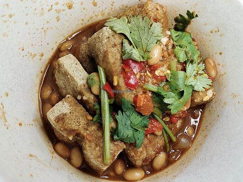 White smelly tofu with Mala sauce. Combination A4 at Man Kou Xiang Stinky Tofu 满口香素食臭豆腐 in West Singapore