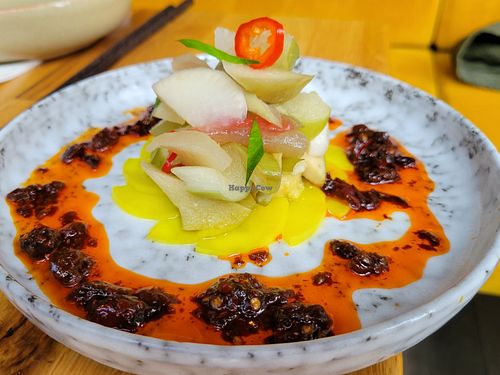 Radish fruit dish at alter in East London