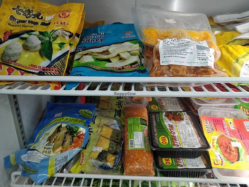 Mock items in the fridge at Ixora Vegetarian Organic 依索啦 in Central Singapore