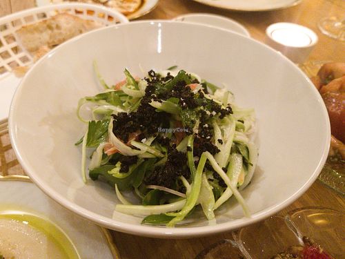 Puntarelle with olives and grapefruit at Two Forks Hummus Shop in Malmo