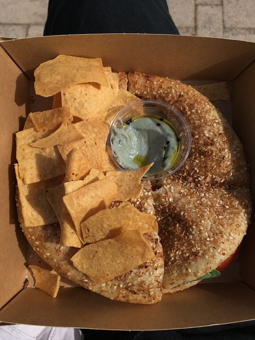 Thyme after thyme kaaké, served with homemade hummus and socca chips at Kaaké in Antibes