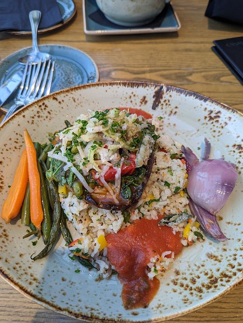 Stuffed portobello mushroom at Milestones in Niagara Falls