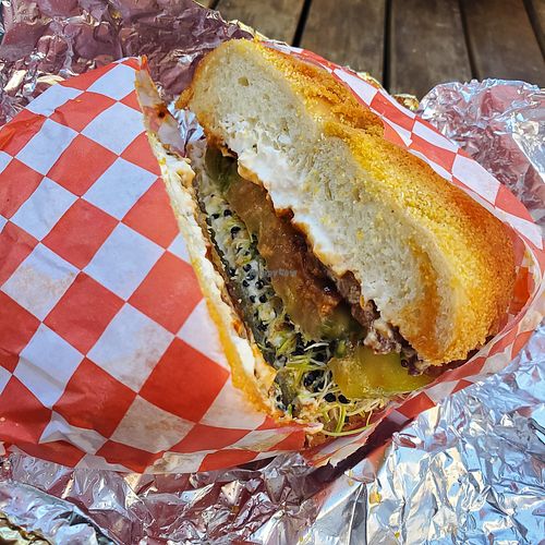 Seitan bagel at Just What I Kneaded in Los Angeles