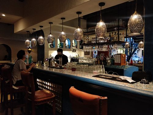 Bar counter - offers a wide selection of Lebanese drinks and cocktails at Kazbar in Central Singapore