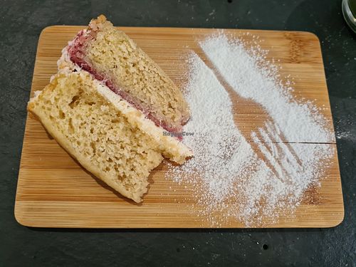Victoria sponge cake at Green Island Bistro in Rhuddlan
