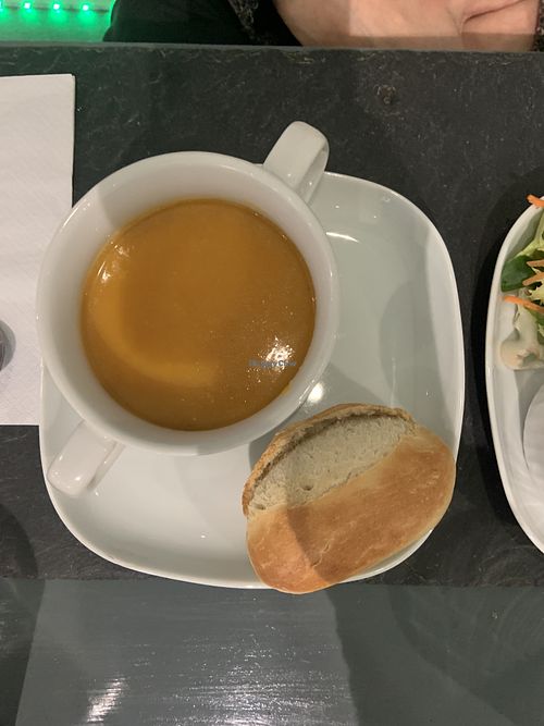 (Half of) butternut squash soup   at Green Island Bistro in Rhuddlan