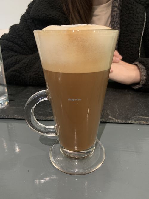 Oat milk latte  at Green Island Bistro in Rhuddlan