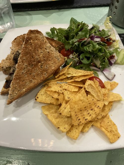 Mushroom, Cheese, and Onion Toastie  at Green Island Bistro in Rhuddlan