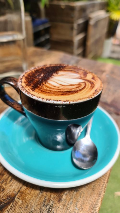 Coffee with almond milk at Advieh in Seddon