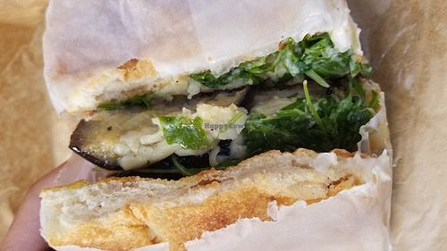 Eggplant and arugula sandwich at Galioto's Delicatessen in New York City