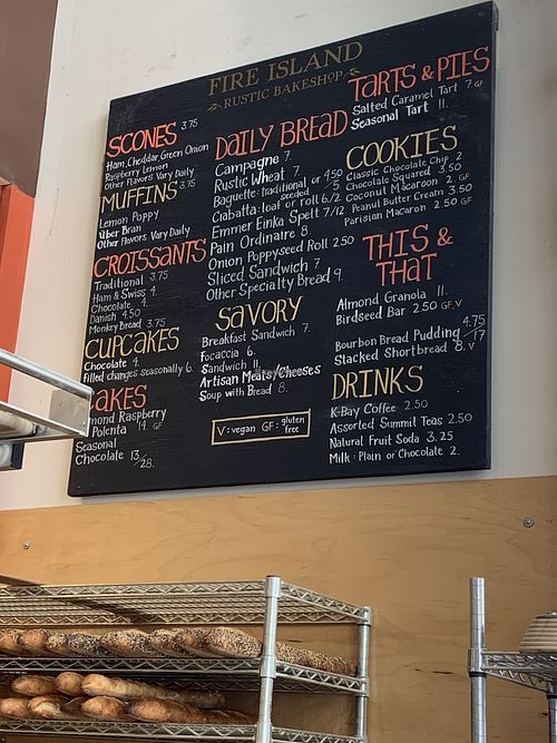 Menu  at Fire Island Rustic Bakeshop in Anchorage