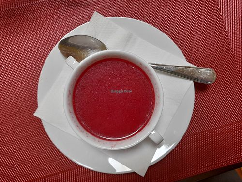 Beetroot soup at Paradies Naturkost in Vienna