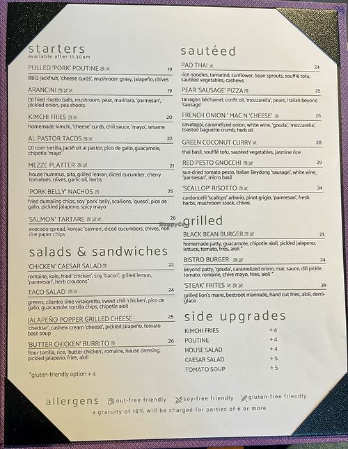 Menu page 1 at Astoria Bistro Botanique in Gatineau