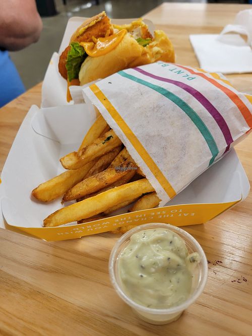 Spicy Chicken and Herbed fries 👍👍 at PLNT Burger in Mclean