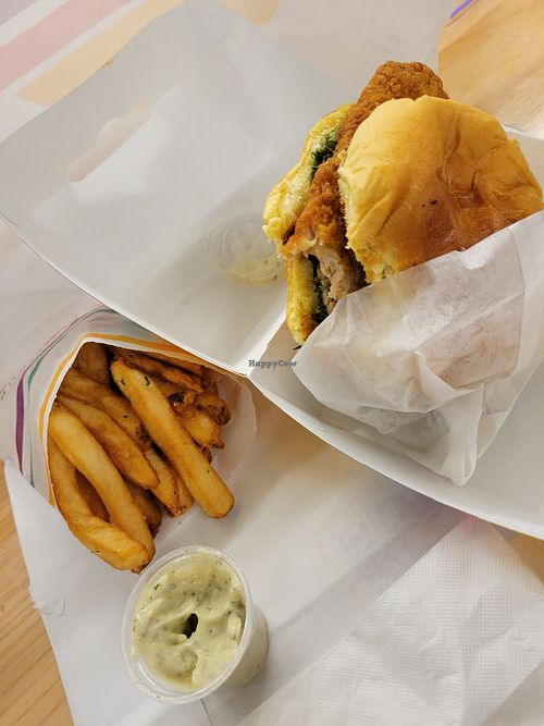 Save the Bay Filet and herbed fries -Yum! at PLNT Burger in Mclean