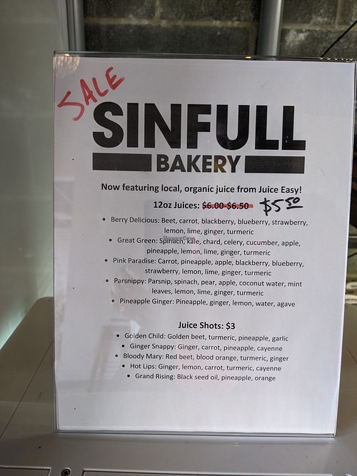 Juice sale at Sinfull Bakery in Houston