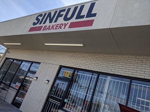 Street sign at Sinfull Bakery in Houston