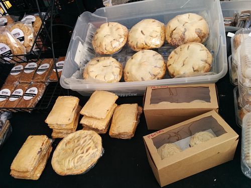 Offerings at Saturday's Eastside market, showcasing my favorites, Sinfull's delicious pot pies! at Sinfull Bakery in Houston