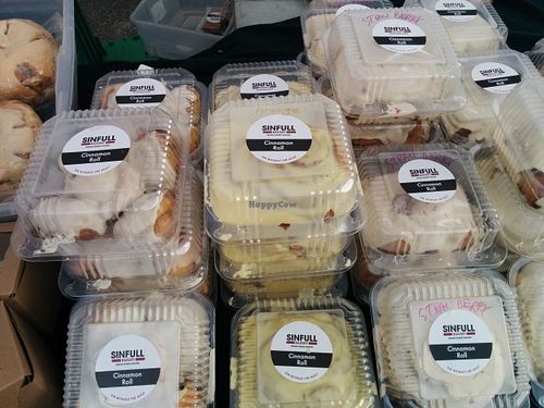 Additional seasonal cinnamon roll flavors, orange, Strawberry. at Sinfull Bakery in Houston