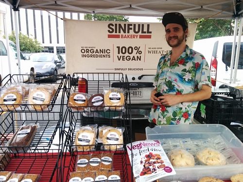 Sinfull Bakery's booth at Saturday Urban Harvest Eastside Farmers Market at Sinfull Bakery in Houston
