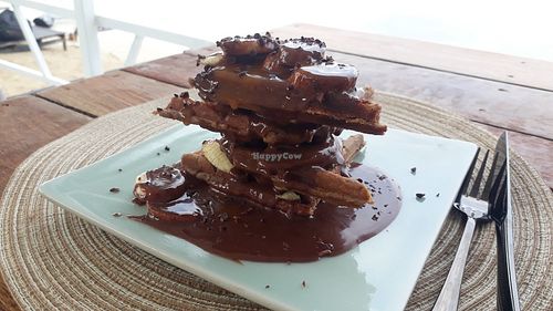 Banana notella waffle stack at Chill Out Healthy Cafe in Koh Phangan
