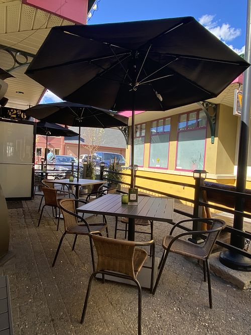 Patio seating  at 4296 in Canmore