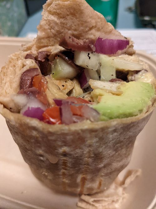 Hummus wrap with tofu at Goji Juicery and Kitchen in Fort Lauderdale