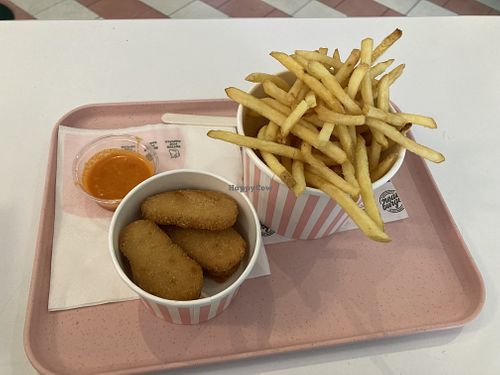 GF nuggets, fries & buffalo sauce  at Neat - Soho in London