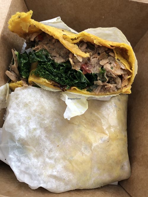 Jerk jackfruit sandwich with kale, soooo good at Sol Sips in Brooklyn