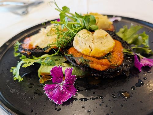 Mushroom Entrée with Cashew Sauce at The Regent Room in Rotorua