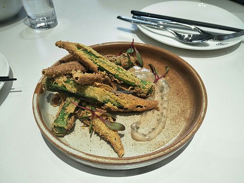Breaded okra. at Green Common - Raffles City in Shanghai