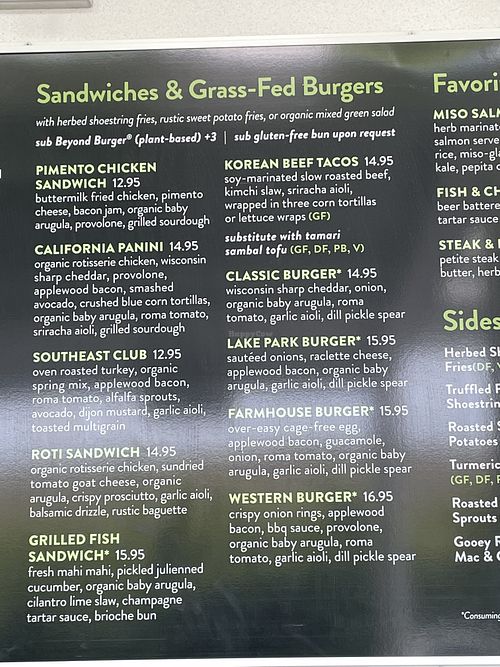 Menu at Lake Park Diner in Naples